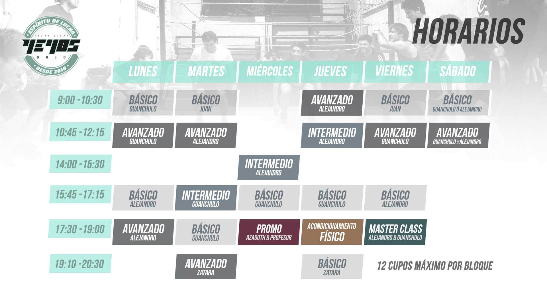 Horarios del Yeyos Dojo 